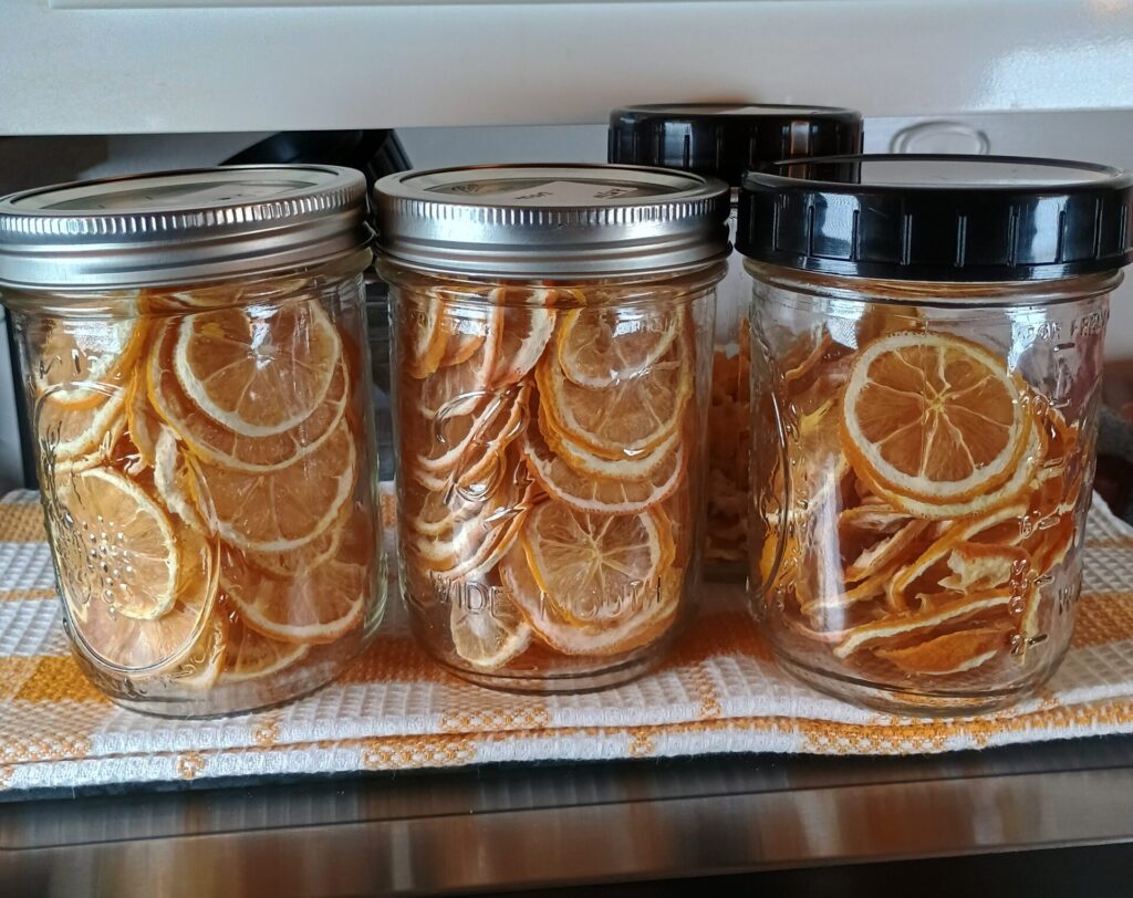 dehydrated lemon slices preserved in mason jars